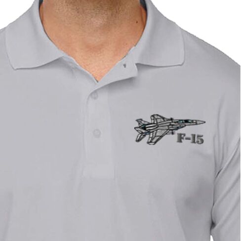 Custom Performance Golf Tees F-15 Aircraft Name Embroidery Polyester Short Sleeves Polo Shirts for Men Navy Design Only Large in Kuwait