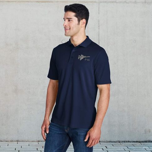 Custom Performance Golf Tees F-15 Aircraft Name Embroidery Polyester Short Sleeves Polo Shirts for Men Navy Design Only Large in Kuwait