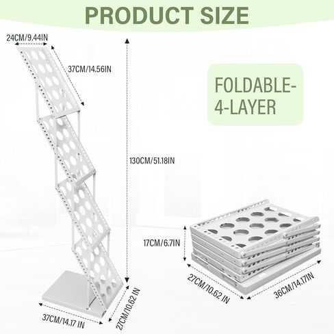 4-Pocket Foldable Magazine & Brochure Display Rack, Portable Literature Stand for Office, Trade Shows and Exhibitions, with Carrying Bag (White) in Saudi Arabia
