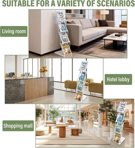 4-Pocket Foldable Magazine & Brochure Display Rack, Portable Literature Stand for Office, Trade Shows and Exhibitions, with Carrying Bag (White) in Saudi Arabia