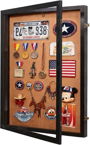 Shadow Box 30x40, Super Large Shadow Box Frame with Hinged Door Lock, Jersey Shadow Box Display Case with 98% Uv Protection Acrylic for Baseball Hockey Sport Shirt and Military Jacket Uniform-Black in Saudi Arabia