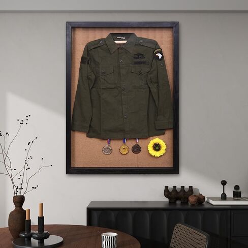 Shadow Box 30x40, Super Large Shadow Box Frame with Hinged Door Lock, Jersey Shadow Box Display Case with 98% Uv Protection Acrylic for Baseball Hockey Sport Shirt and Military Jacket Uniform-Black in Saudi Arabia