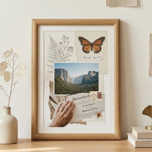 Ouligay 4x6 Small Shadow Box Frame 1.5cm Deep Lapel Pin Display Case, Enamel Pin Display Frame for Flower Pressing, Memorabilia, Wedding Memories, Pins, Awards, Crafts, Tickets and Photos, Walnut in Saudi Arabia
