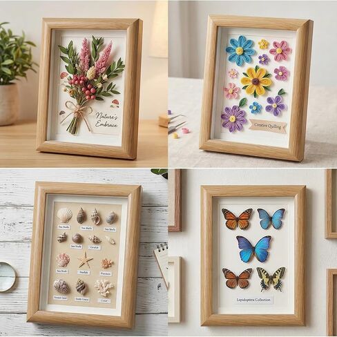 Ouligay 4x6 Small Shadow Box Frame 1.5cm Deep Lapel Pin Display Case, Enamel Pin Display Frame for Flower Pressing, Memorabilia, Wedding Memories, Pins, Awards, Crafts, Tickets and Photos, Walnut in Saudi Arabia