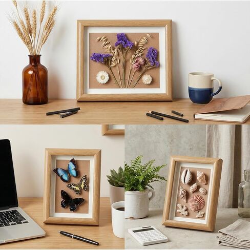 Ouligay 4x6 Small Shadow Box Frame 1.5cm Deep Lapel Pin Display Case, Enamel Pin Display Frame for Flower Pressing, Memorabilia, Wedding Memories, Pins, Awards, Crafts, Tickets and Photos, Walnut in Saudi Arabia