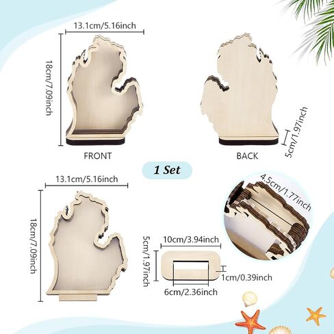 PH PandaHall Michigan Shaped Wooden Display Case with Acrylic Window, Shell Display Case Clear Shadow Box for Agates Shark Teeth Starfish Shell Display Bedroom Home Vacation Decoration in Kuwait