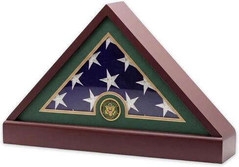 DECOMIL – Burial Flag Display Case, 5x9 Flag Display Stand with Padestal, Flag Case for Funeral Flag, Solid Wood Cherry Finish, Armed Forces Mats (Marine Corps.) in Kuwait