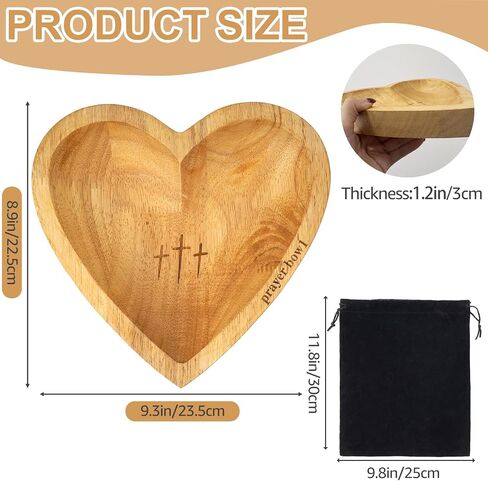 Prayer Bowl with 24 Blessing Cards, Heart Prayer Bowl Wooden, Christian Home Decor, Gifts for Christians, Christian Gifts for Women, Religious Gift for Mom Dad in Saudi Arabia