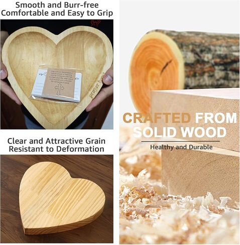 Prayer Bowl with 24 Blessing Cards, Heart Prayer Bowl Wooden, Christian Home Decor, Gifts for Christians, Christian Gifts for Women, Religious Gift for Mom Dad in Saudi Arabia