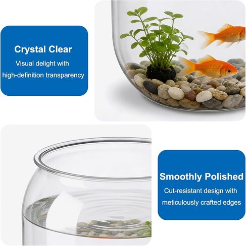 Mini Plastic Fish Bowl, 80 Oz Decorative Small Fishbowl, Round Plastic Fish Tank, Unbreakable Aquarium Fish-Bowls for Party Decorations, Centerpiece Vases, Hydroponic Planter and Home Decorations in Saudi Arabia