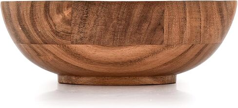 Kaizen Casa Hand Carved Acacia Wood Decorative Bowl – Rustic Farmhouse Living Room Decor, Wooden Centerpiece for Coffee Table, Entryway Console Table Accent, Brown (8"x 8"x 3") in Saudi Arabia