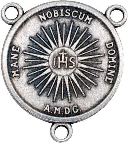 VILLAGE GIFT IMPORTERS 5-Pack Holy Face of Jesus Silver Oxidized Rosary Centers - 1 Inch Round Shroud of Turin Catholic Rosary Centerpieces for DIY Rosary Making, Made in Italy in Kuwait