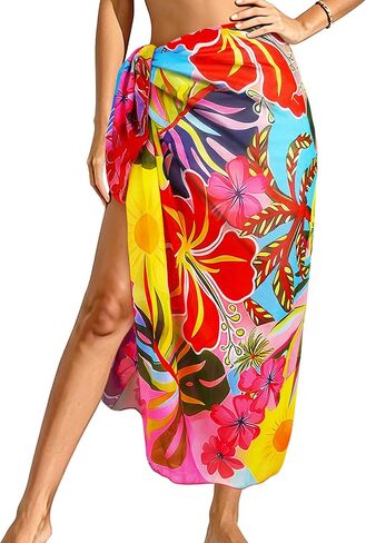 Sarong Beach Cover Up Womens Bathing Suit Wrap Bikini Coverups Floral Print Chiffon Swimsuit Coverup for Swimwear in Saudi Arabia