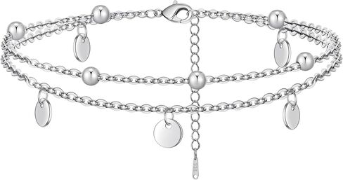 BMMYE Sterling Silver Anklet Ankle Bracelets for Women,Adjustable Silver Anklets for Women Hypoallergenic Ankle Bracelet in Saudi Arabia