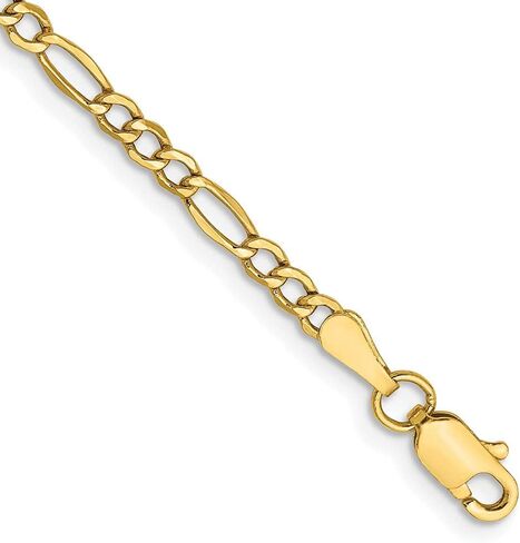 Sonia Jewels Real 10k Yellow Gold 2.5mm Figaro Chain Necklace - with Secure Lobster Lock Clasp in Kuwait