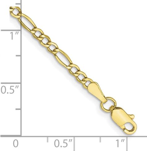 Sonia Jewels Real 10k Yellow Gold 2.5mm Figaro Chain Necklace - with Secure Lobster Lock Clasp in Kuwait