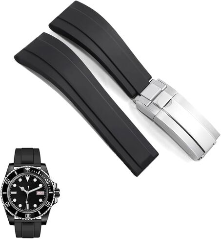 BEHLINE Silicone Rubber Watchband Strap For SUBMARINER GHOST DATEJUST YACHTMASTER Deployment Buckle 20mm in Kuwait