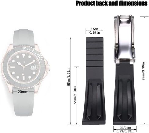 BEHLINE Silicone Rubber Watchband Strap For SUBMARINER GHOST DATEJUST YACHTMASTER Deployment Buckle 20mm in Kuwait