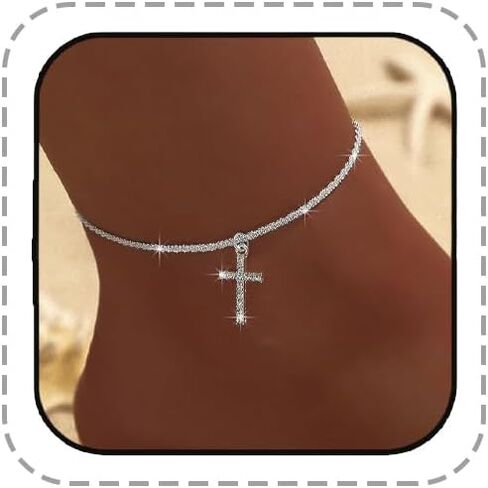 الكاحل أساور للنساء الذهب والفضة الطبقات بريق خلخال للنساء مقاوم للماء الشاطئ عبر خلخال مجموعة لذيذ الصيف مجوهرات للقدم in Kuwait