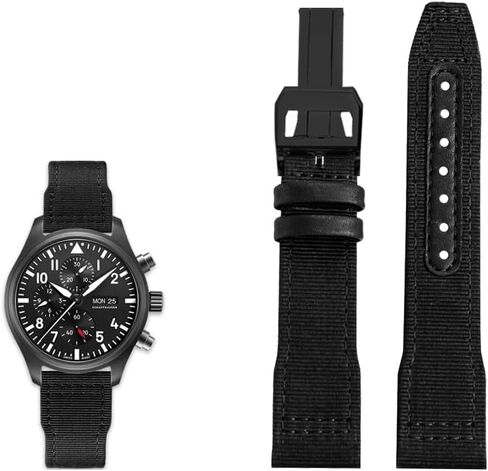 Nylon Leather Watchband 20mm 21mm 22mm Fit for IWC Le Petit Prince Big Pilot TOP GUN IW3777 Black Sport Canvas Watch Strap in Kuwait