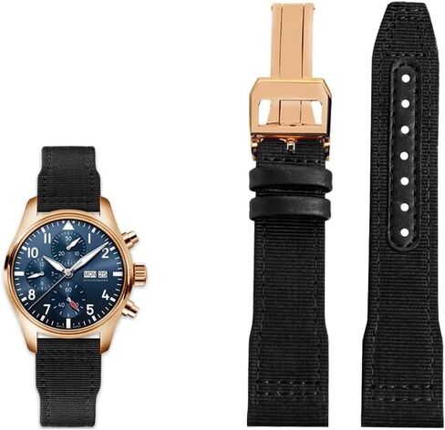 Nylon Leather Watchband 20mm 21mm 22mm Fit for IWC Le Petit Prince Big Pilot TOP GUN IW3777 Black Sport Canvas Watch Strap in Kuwait