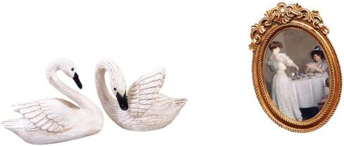 Baoblaze Elegant Resin Swan Sculpture Photo Frame Set for Bedroom Office Living Room Christmas Tabletop Display Decorative Gift Holder Stand in Kuwait