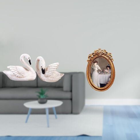 Baoblaze Elegant Resin Swan Sculpture Photo Frame Set for Bedroom Office Living Room Christmas Tabletop Display Decorative Gift Holder Stand in Kuwait