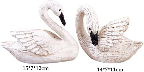 Baoblaze Elegant Resin Swan Sculpture Photo Frame Set for Bedroom Office Living Room Christmas Tabletop Display Decorative Gift Holder Stand in Kuwait