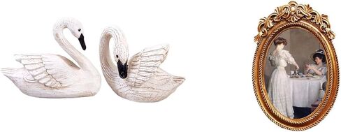 Baoblaze Elegant Resin Swan Sculpture Photo Frame Set for Bedroom Office Living Room Christmas Tabletop Display Decorative Gift Holder Stand in Kuwait