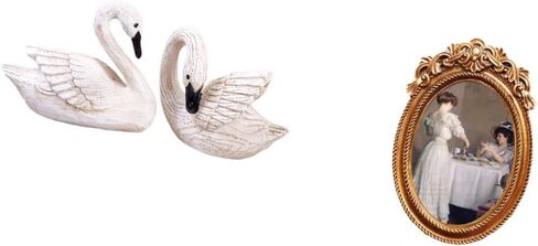 Baoblaze Elegant Resin Swan Sculpture Photo Frame Set for Bedroom Office Living Room Christmas Tabletop Display Decorative Gift Holder Stand in Kuwait