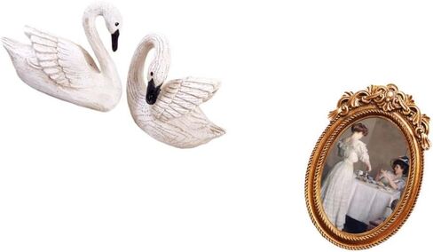 Baoblaze Elegant Resin Swan Sculpture Photo Frame Set for Bedroom Office Living Room Christmas Tabletop Display Decorative Gift Holder Stand in Kuwait