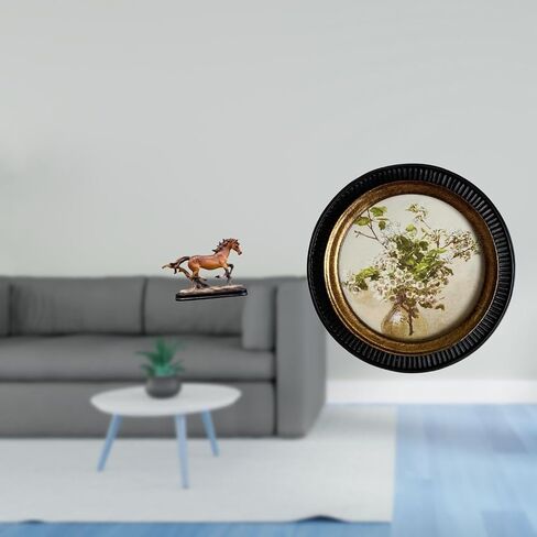 تمثال حصان Fenteer تمثال مصغر قابل للتجميع إطار صورة دائري أوروبي عتيق إطار صورة راتينج عتيق جدار معلق ديكور مزخرف مناسب لـ in Kuwait