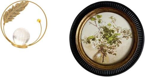 Fenteer Crystal Ball Statue Round Picture Frame Resin Sculpture European Vintage Ornate Desk Decoration Suitable for Gift Giving Home Office Wall Hangin in Kuwait
