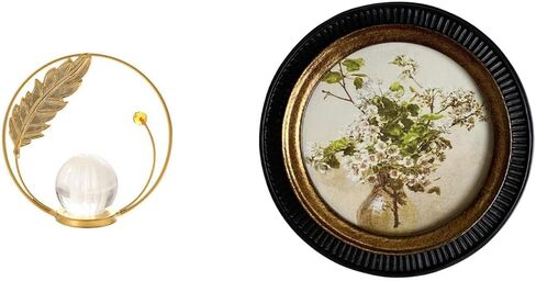 Fenteer Crystal Ball Statue Round Picture Frame Resin Sculpture European Vintage Ornate Desk Decoration Suitable for Gift Giving Home Office Wall Hangin in Kuwait