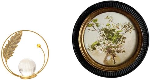 Fenteer Crystal Ball Statue Round Picture Frame Resin Sculpture European Vintage Ornate Desk Decoration Suitable for Gift Giving Home Office Wall Hangin in Kuwait