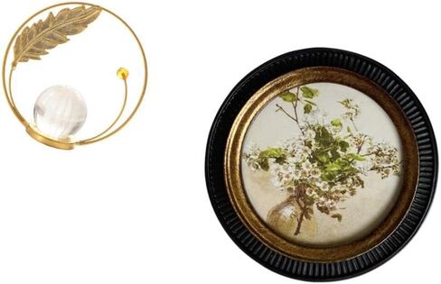 Fenteer Crystal Ball Statue Round Picture Frame Resin Sculpture European Vintage Ornate Desk Decoration Suitable for Gift Giving Home Office Wall Hangin in Kuwait