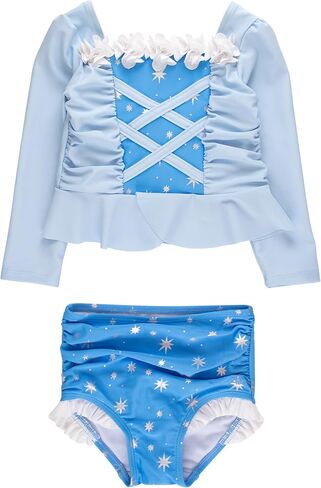 RuffleButts Girls UPF50+ Princess Dress-Up Long Sleeve Rash Guard 2-Piece Swimsuit in Kuwait