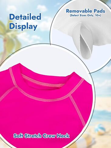 Girls Swimsuit 2 Piece UPF 50+ Rash Guard Set Short Sleeve Modest Bathing Suit with 2-in-1 Shorts Swimwear 7-16Y in Saudi Arabia