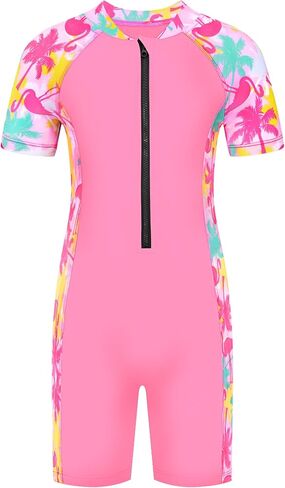 Girls One Piece Swimsuit UPF 50+ Rash Guard with Front Zipper for Ages 3-14 in Saudi Arabia