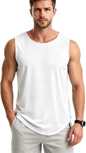 Men's Tank Tops Muscle Shirts Sleeveless Dry Fit Gym Workout Tank Top Mesh Material Quick Dry Athletic Running in Saudi Arabia