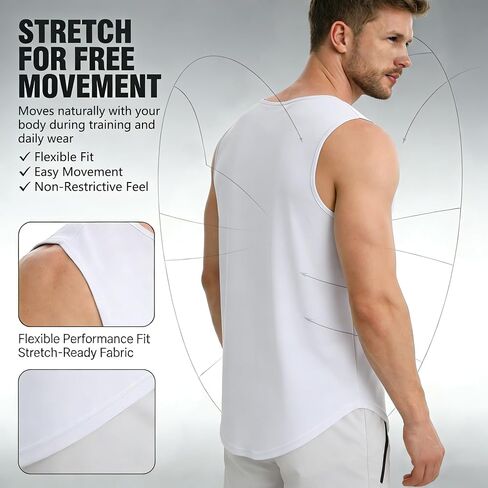 Men's Tank Tops Muscle Shirts Sleeveless Dry Fit Gym Workout Tank Top Mesh Material Quick Dry Athletic Running in Saudi Arabia