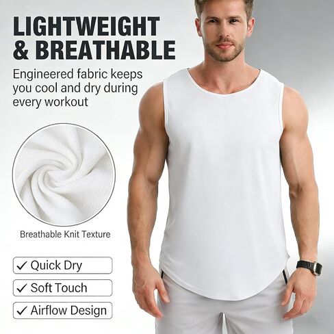 Men's Tank Tops Muscle Shirts Sleeveless Dry Fit Gym Workout Tank Top Mesh Material Quick Dry Athletic Running in Saudi Arabia