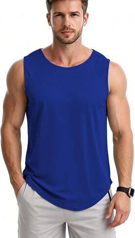 Men's Tank Tops Muscle Shirts Sleeveless Dry Fit Gym Workout Tank Top Mesh Material Quick Dry Athletic Running in Saudi Arabia