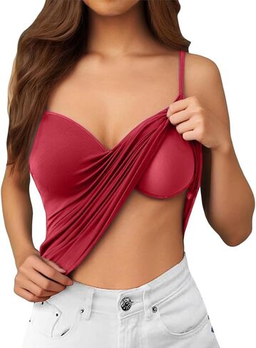 Tank Tops with Built in Bras Adjustable Camisoles Underwear Sleeveless Spaghetti Strap Workout Yoga Tops Undershirts in Kuwait