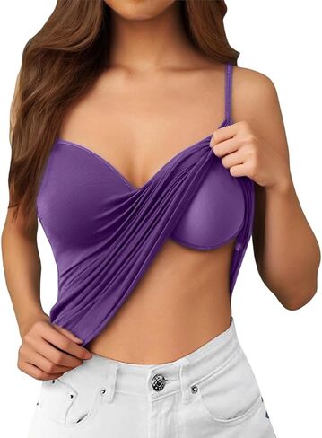 Tank Tops with Built in Bras Adjustable Camisoles Underwear Sleeveless Spaghetti Strap Workout Yoga Tops Undershirts in Kuwait