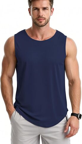 Men's Tank Tops Muscle Shirts Sleeveless Dry Fit Gym Workout Tank Top Mesh Material Quick Dry Athletic Running in Saudi Arabia
