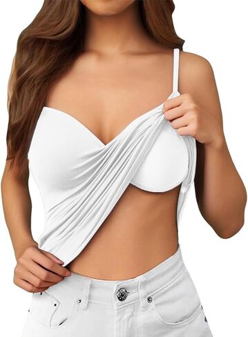 Tank Tops with Built in Bras Adjustable Camisoles Underwear Sleeveless Spaghetti Strap Workout Yoga Tops Undershirts in Kuwait