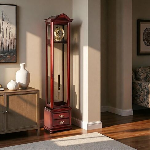 Grandfather Clocks Wood Grandfather Clock Floor Mechanical Roman Numeral for Home Decor in Saudi Arabia