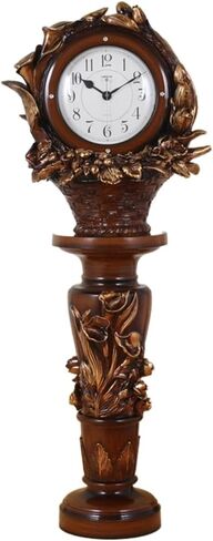 Grandfather Clocks European Retro Flower Basket Shape Mute Desk Clock Grandstand with Roman Column Resin Pendulum in Saudi Arabia