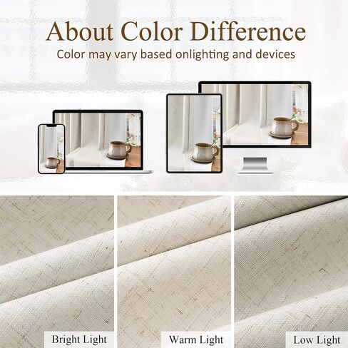 Pinch Pleated 100% Blackout Linen Curtains Natural Cream Room Darkening Modern Curtain 84 Inch for Bedroom Living Room Thermal Insulated Farmhouse Boho Drapes with Hooks Back Tab 2 Panels 40x84, Ivory in Saudi Arabia